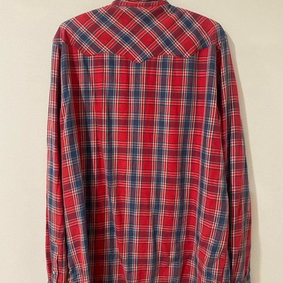 Mens XL Ralph Lauren button shirt! Red & blue plaid - Picture 4 of 4
